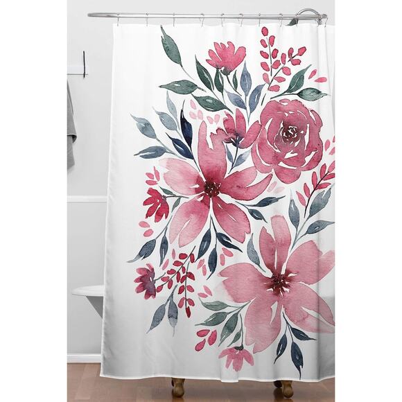 Society6 Kris Kivu Modern Watercolor Florals No.2 Shower Curtain 72 x 69" NEW - Picture 1 of 3